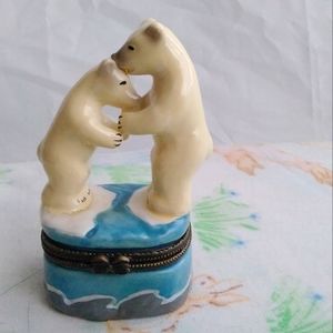 Polar Bear Cubs Playing Trinket Box
